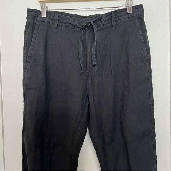 Zara Pants Womens Size 34 Black High Rise Tapered Linen Blend Relaxed Fit Pocket - Picture 2 of 15